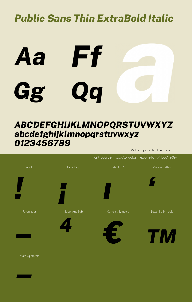 Public Sans Thin ExtraBold Italic Version 1.007 Font Sample