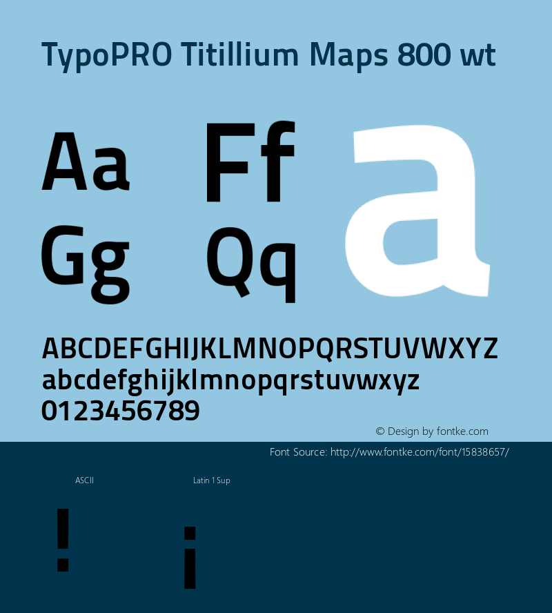 TypoPRO Titillium Maps 800 wt Version 001.001 Font Sample