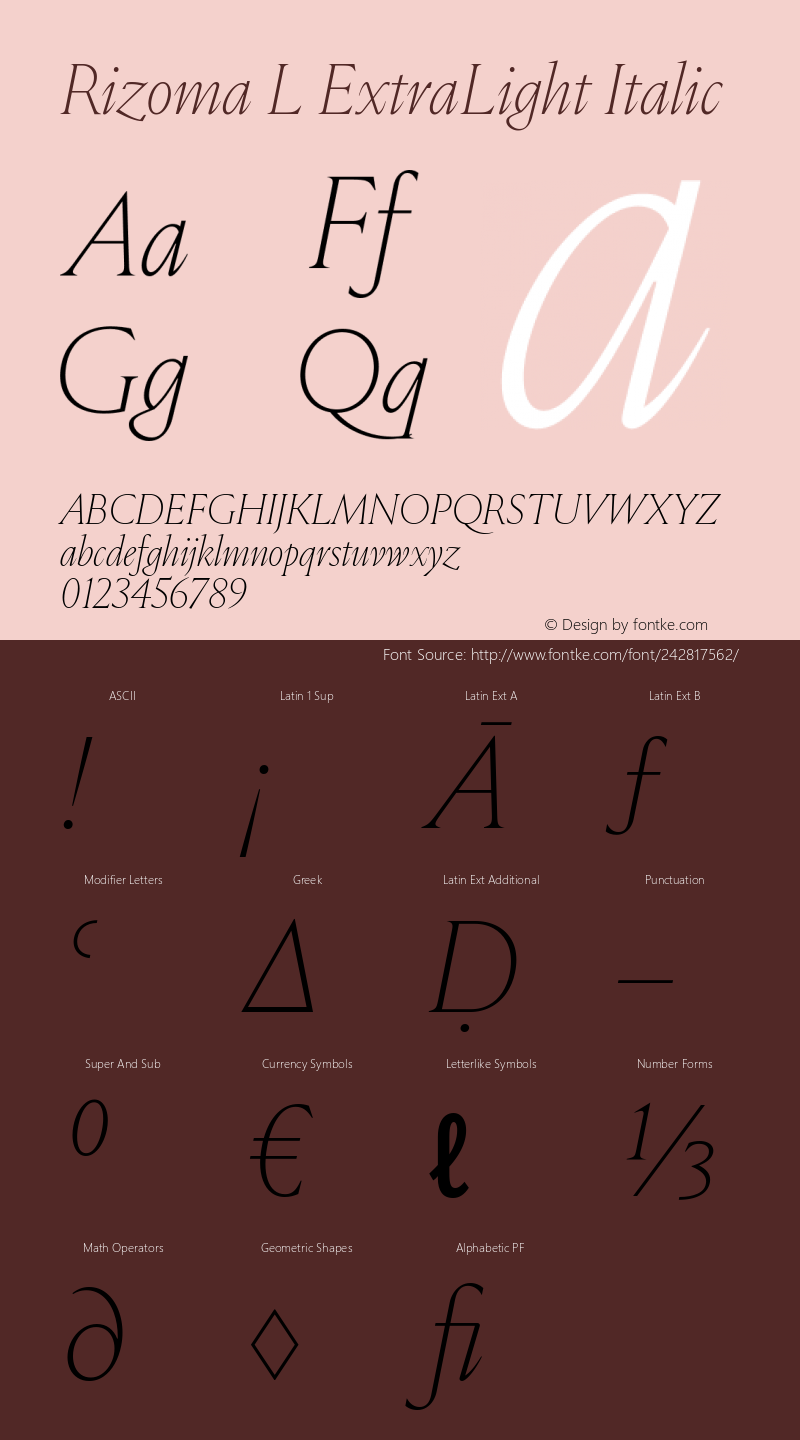 Rizoma L ExtraLight Italic Version 1.001图片样张