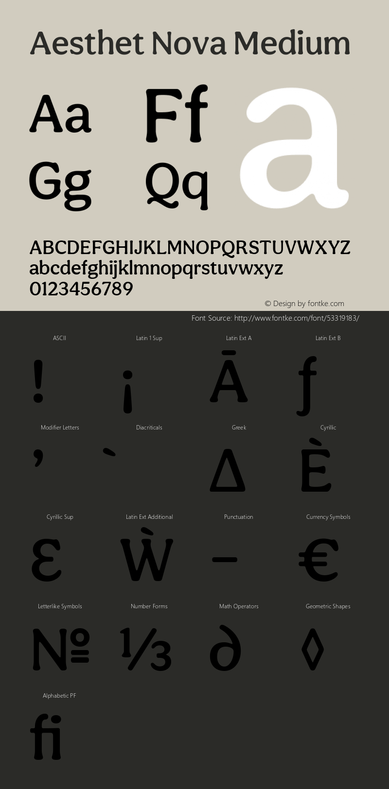 Aesthet Nova Medium Version 001.000 January 2020 Font Sample