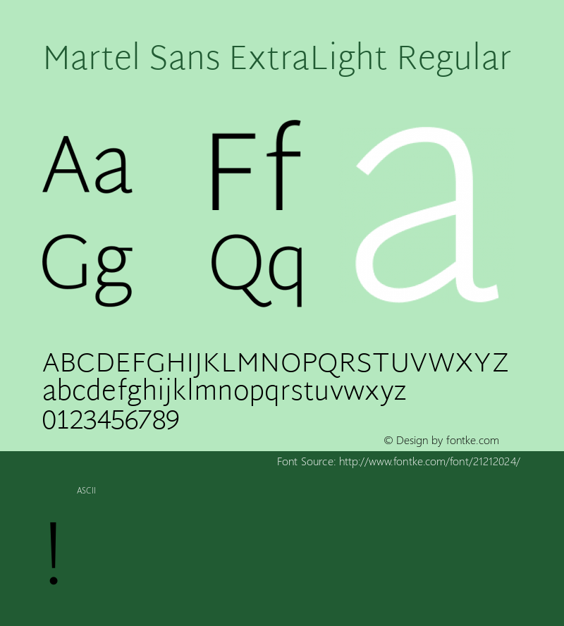 MartelSansExtraLight Version 1.0 Font Sample