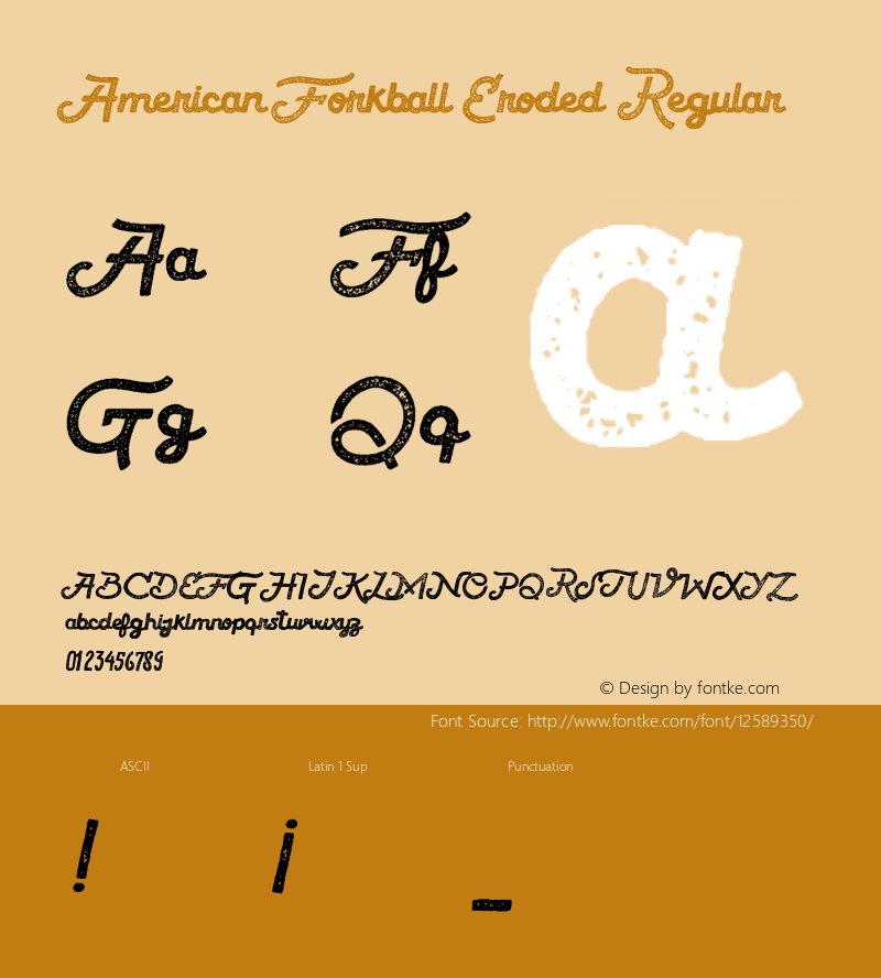 American Forkball Eroded Regular 2.000 Font Sample