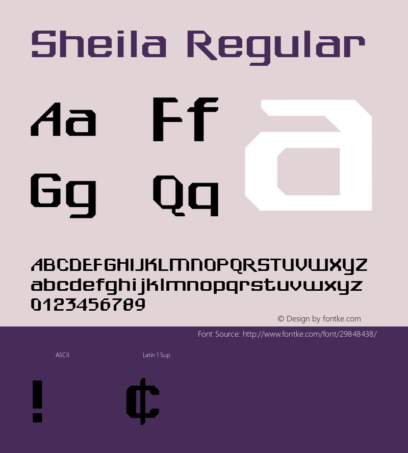 Sheila Regular Altsys Fontographer 3.5  4/06/93 Font Sample