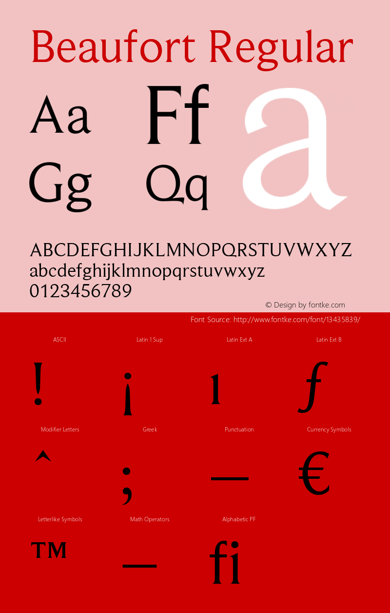 Beaufort Regular Version 001.000 Font Sample