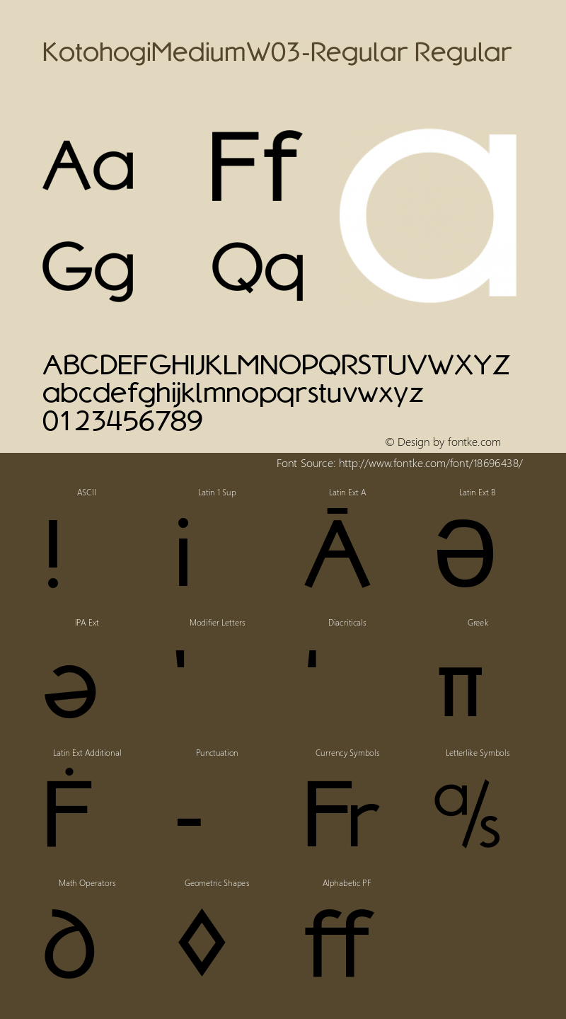 KotohogiMediumW03-Regular Regular Version 1.00 Font Sample