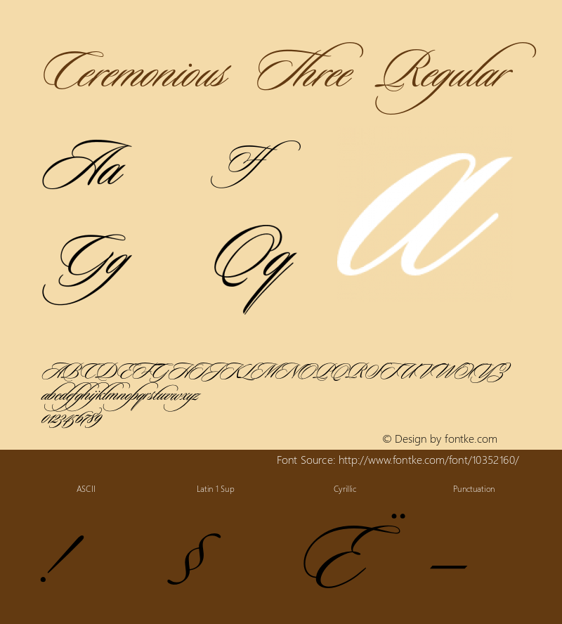 Ceremonious Three Regular Version 1.000 2005 initial release Font Sample