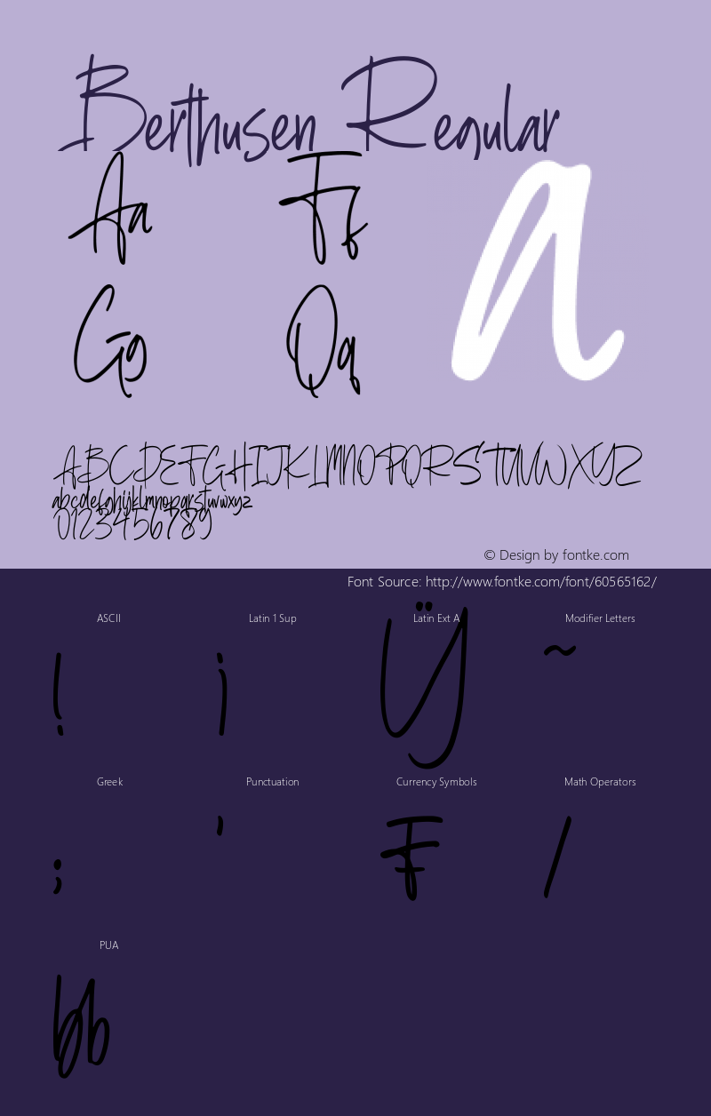 Berthusen Demo Version 1.00;April 2, 2020;FontCreator 13.0.0.2613 64-bit Font Sample