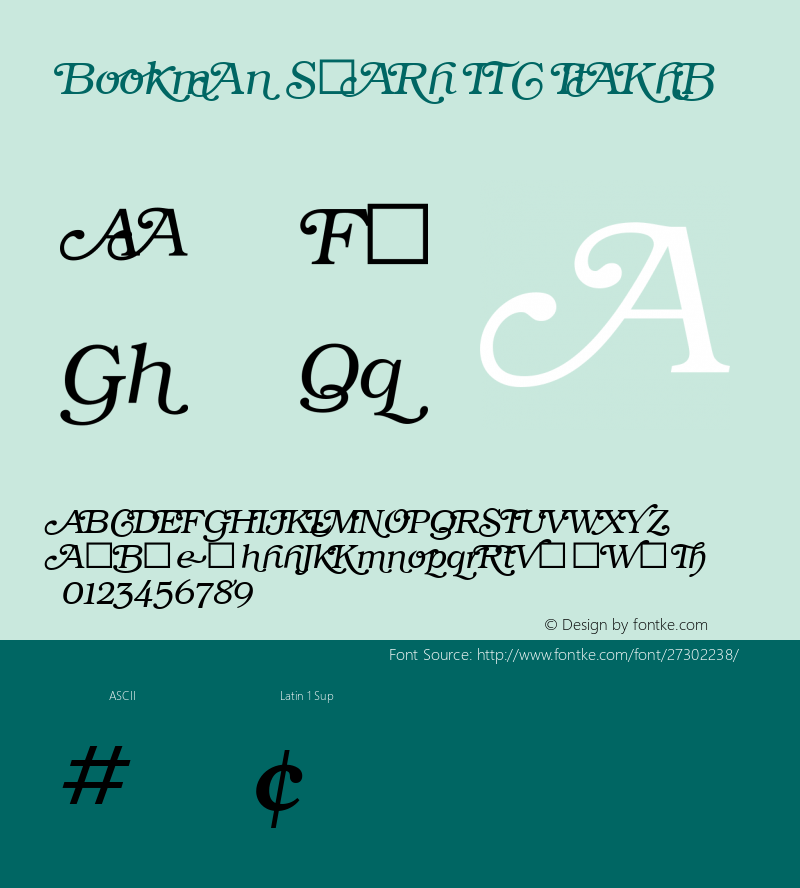 Bookman Swash ITC Italic Version 1.00 Font Sample