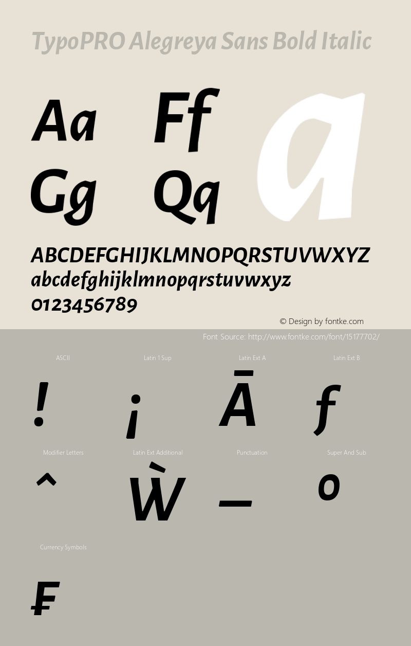 TypoPRO Alegreya Sans Bold Italic Version 1.000;PS 001.000;hotconv 1.0.70;makeotf.lib2.5.58329 DEVELOPMENT Font Sample