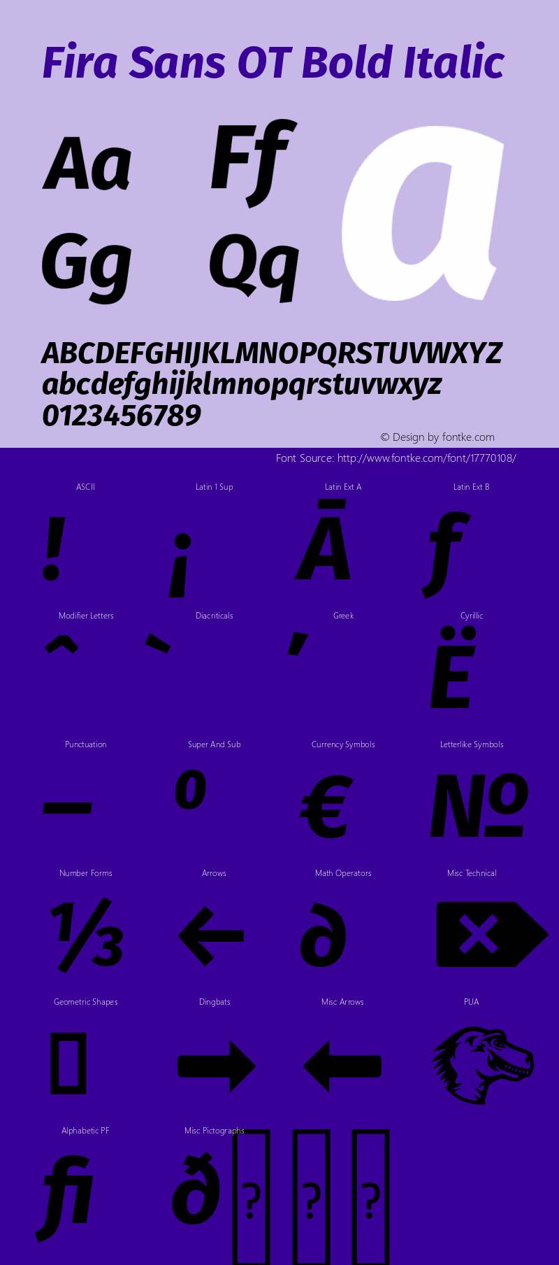Fira Sans OT Bold Italic Version 2.001 Font Sample