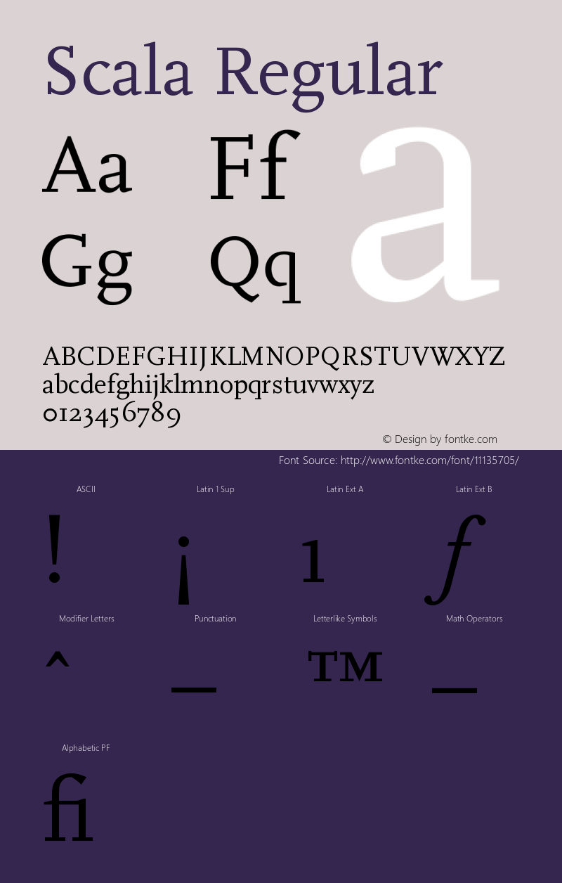 Scala Regular Version 001.000 Font Sample