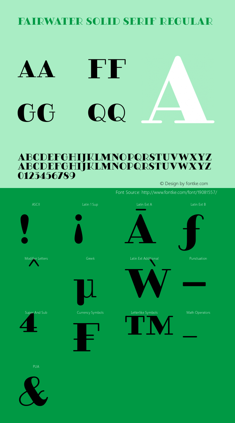 Fairwater Solid Serif Regular Version 1.000 Font Sample