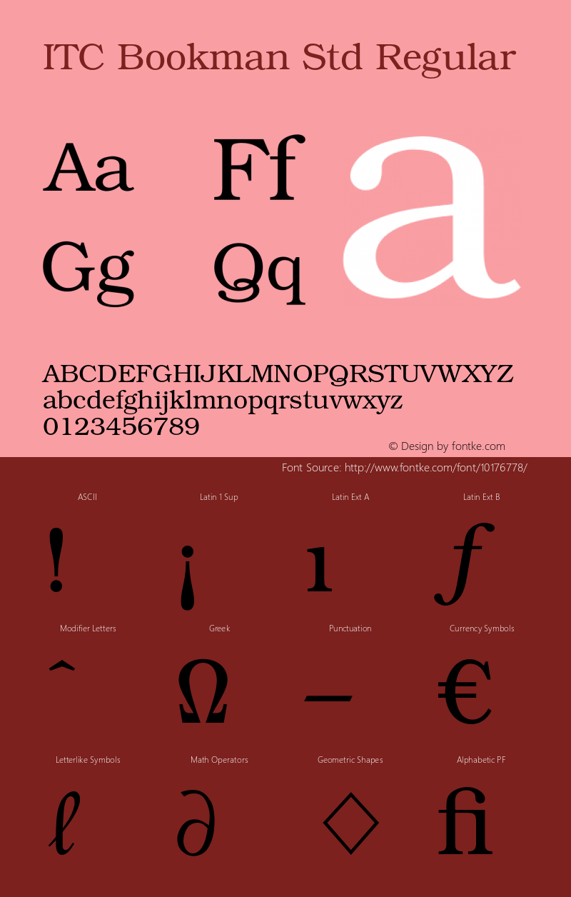 ITC Bookman Std Regular OTF 1.018;PS 003.001;Core 1.0.31;makeotf.lib1.4.1585 Font Sample