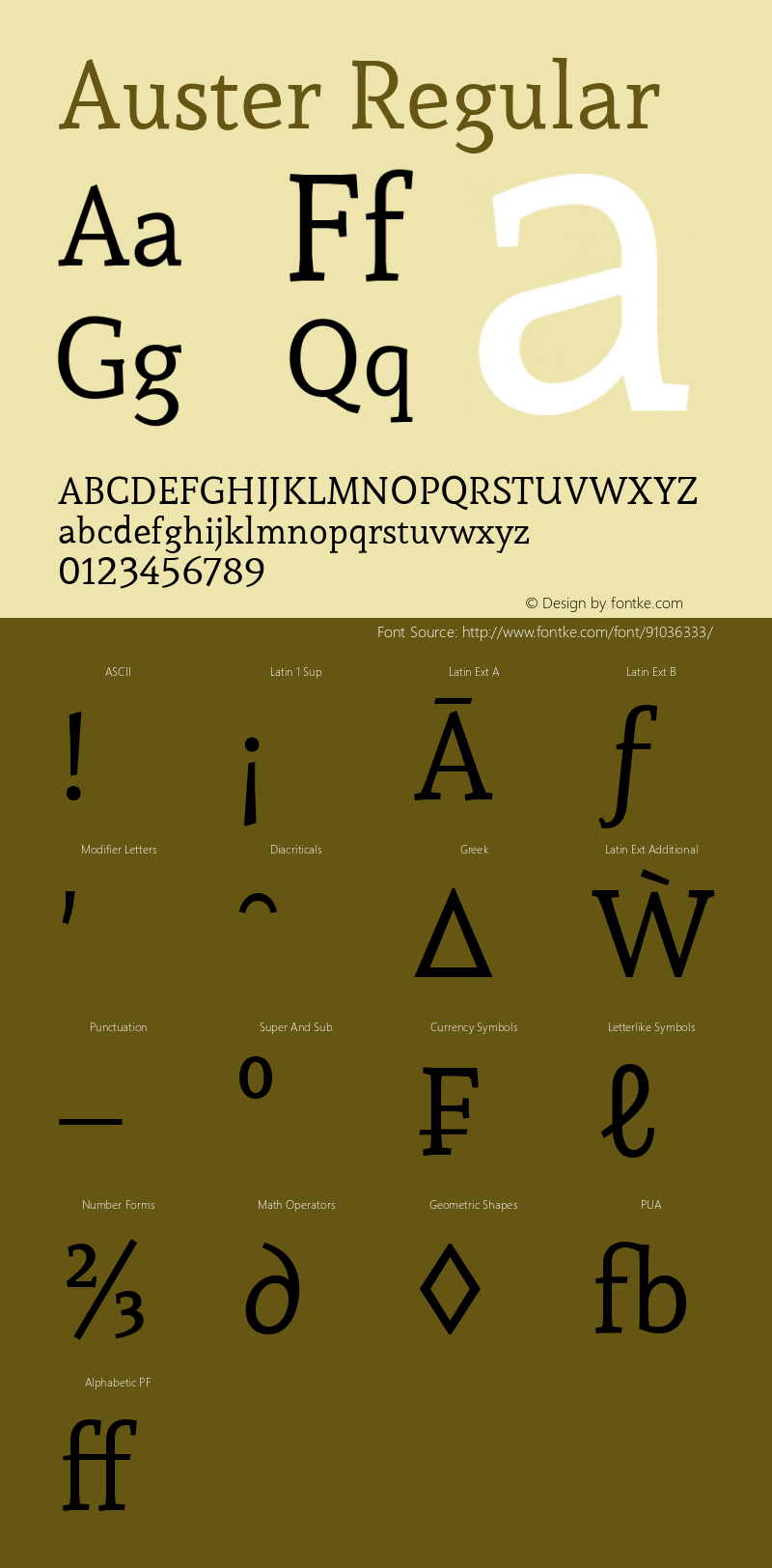 Auster Version 1.000 Font Sample