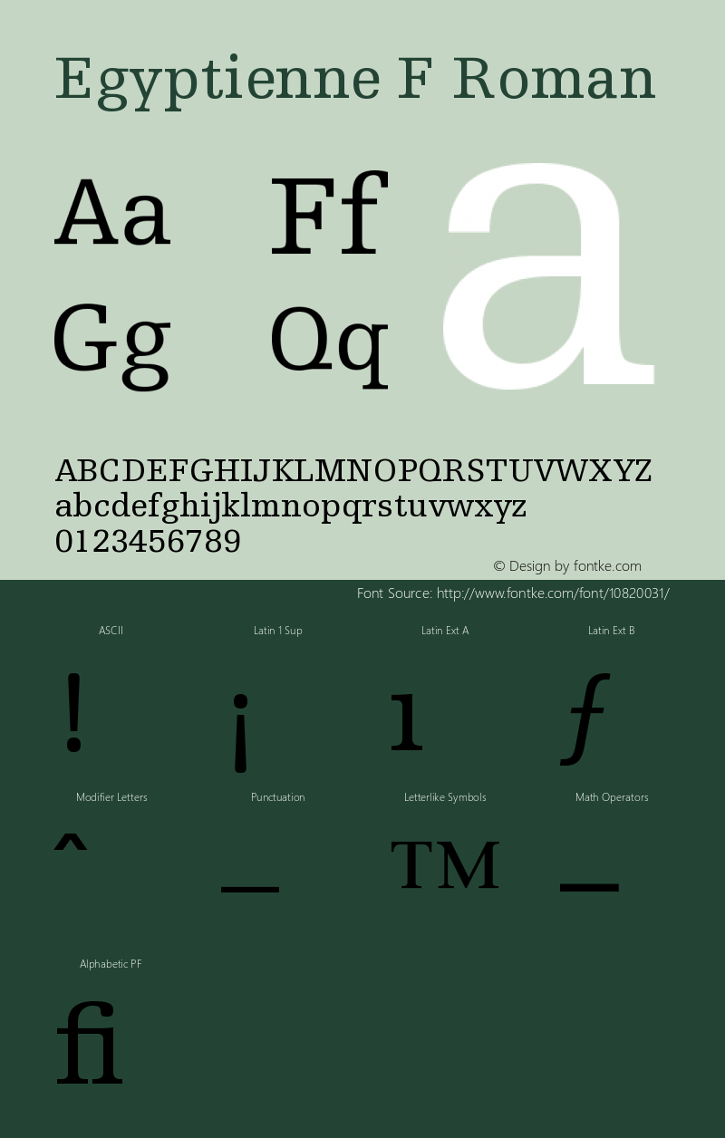 Egyptienne F Roman Version 001.000 Font Sample