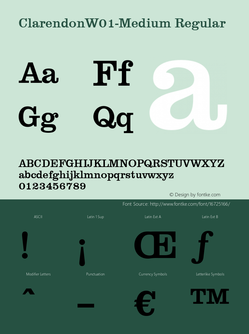 ClarendonW01-Medium Regular Version 1.00 Font Sample