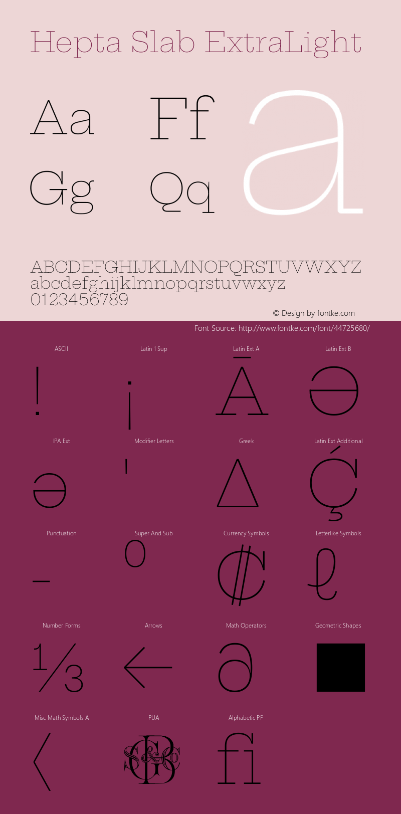 Hepta Slab ExtraLight Version 1.100 Font Sample