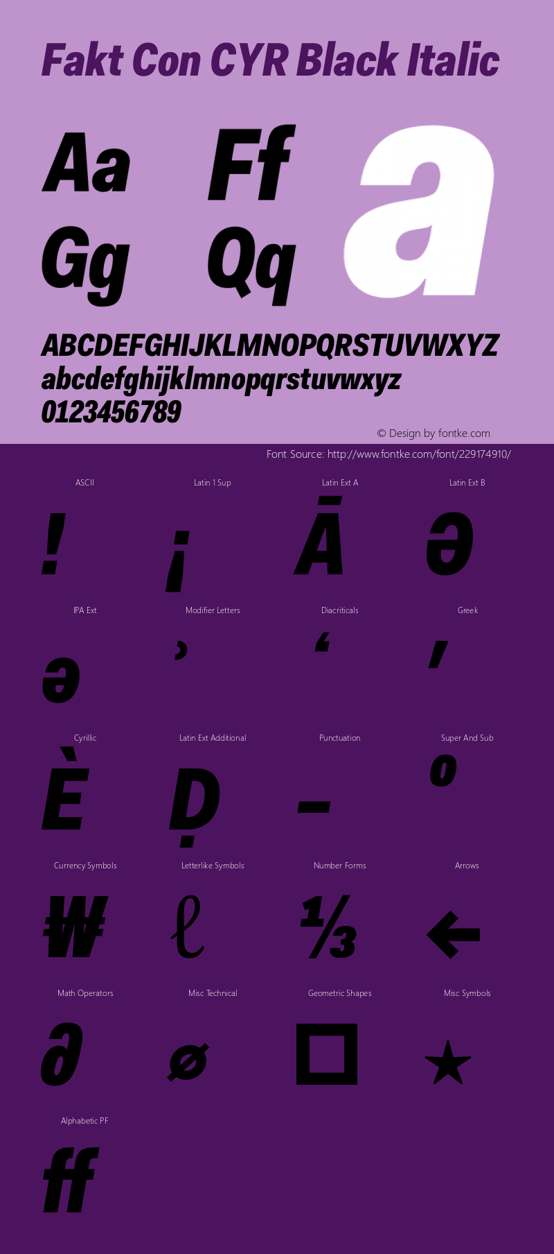 Fakt Con CYR Black Italic Version 4.001; build 0001图片样张