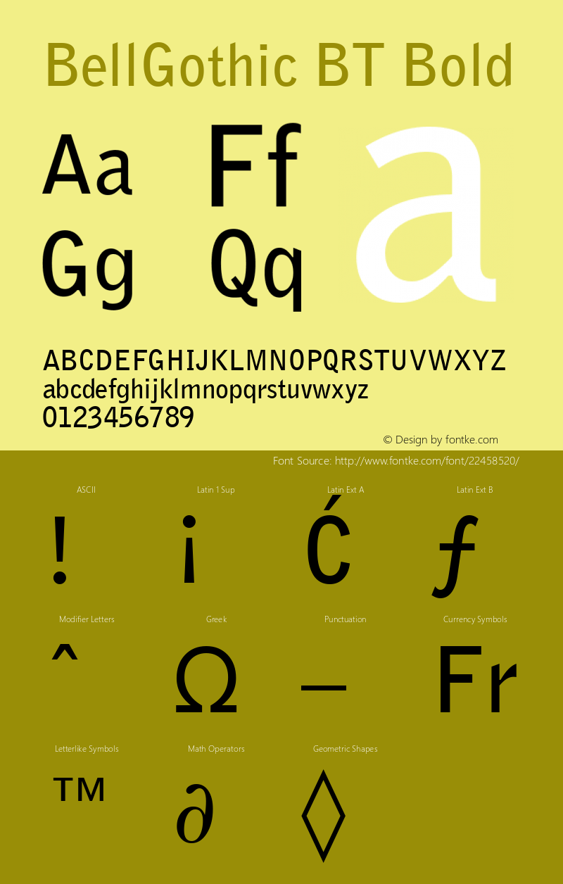 Bell Gothic Bold BT mfgpctt-v1.52 Tuesday, January 26, 1993 10:24:30 am (EST) Font Sample