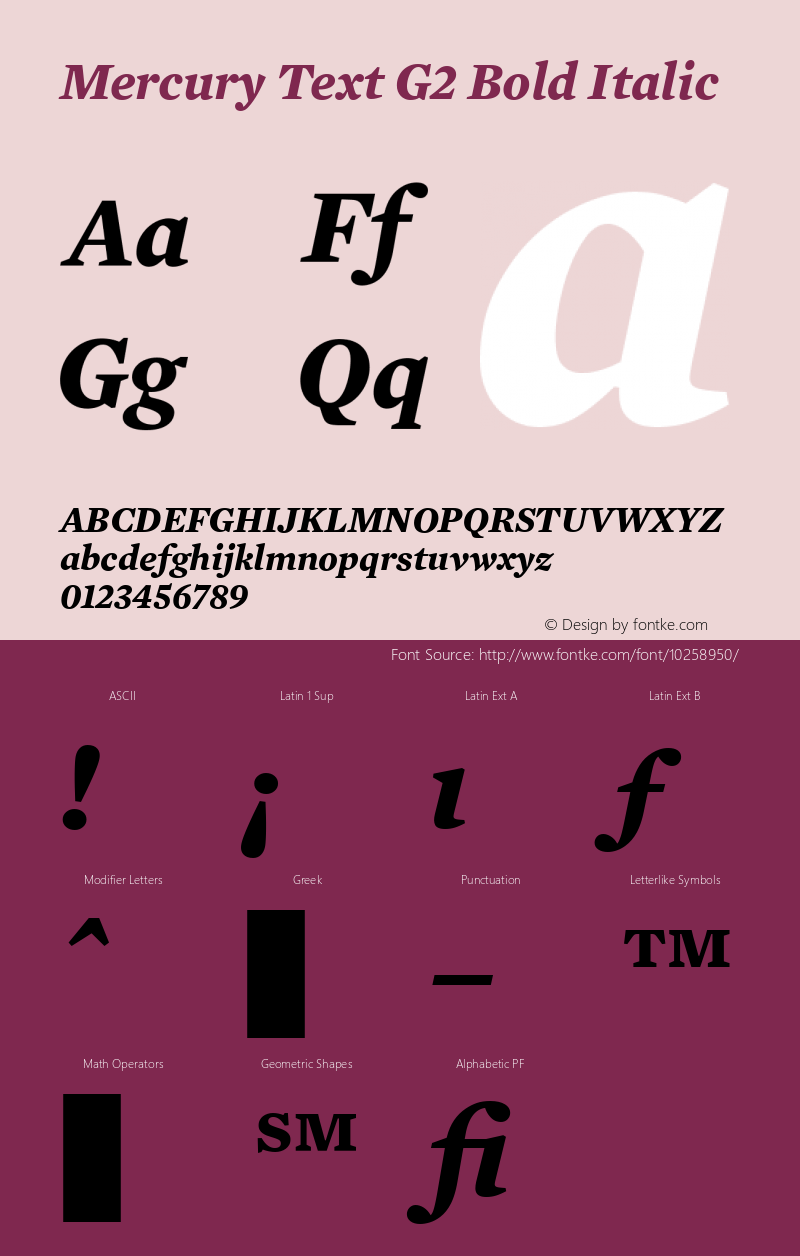 Mercury Text G2 Bold Italic 001.000 Font Sample