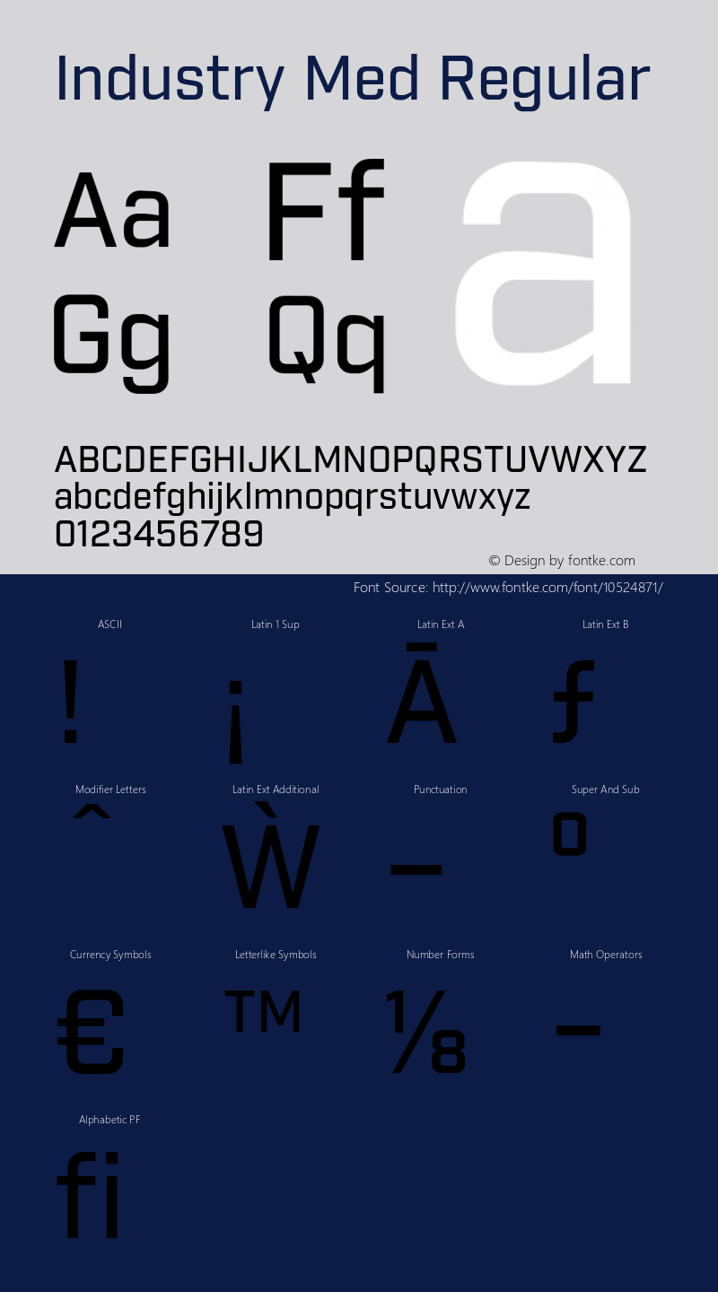 Industry Med Regular Version 1.001;PS 001.001;hotconv 1.0.56 Font Sample