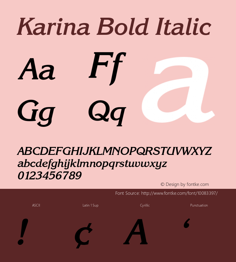 Karina Bold Italic 001.001 Font Sample