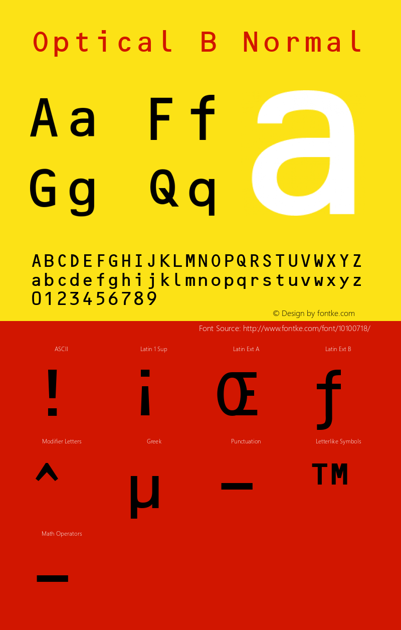 Optical B Normal Altsys Fontographer 4.1 1/9/95 Font Sample