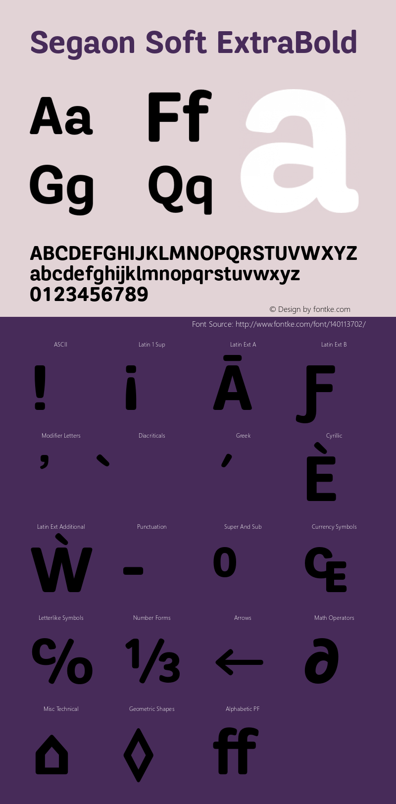 Segaon Soft ExtraBold Version 1.000 Font Sample