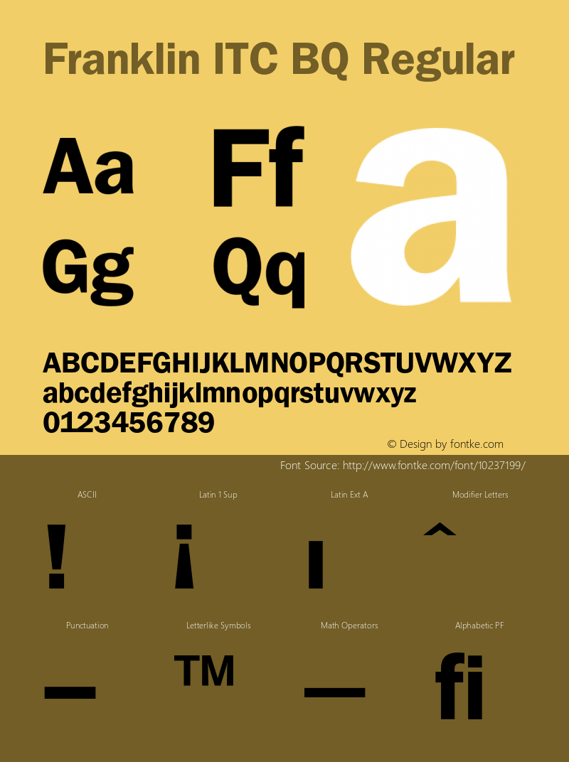 Franklin ITC BQ Regular 001.000 Font Sample