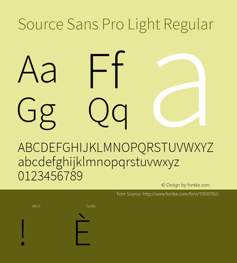 Source Sans Pro Light Regular Version 2.010;PS 2.0;hotconv 1.0.78;makeotf.lib2.5.61930; ttfautohint (v1.4.1) Font Sample