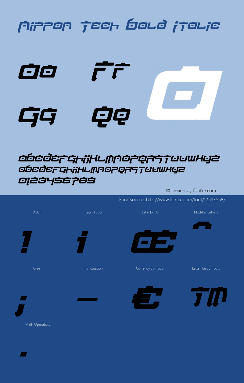 Nippon Tech Bold Italic Version 1.10 April 9, 2015 Font Sample