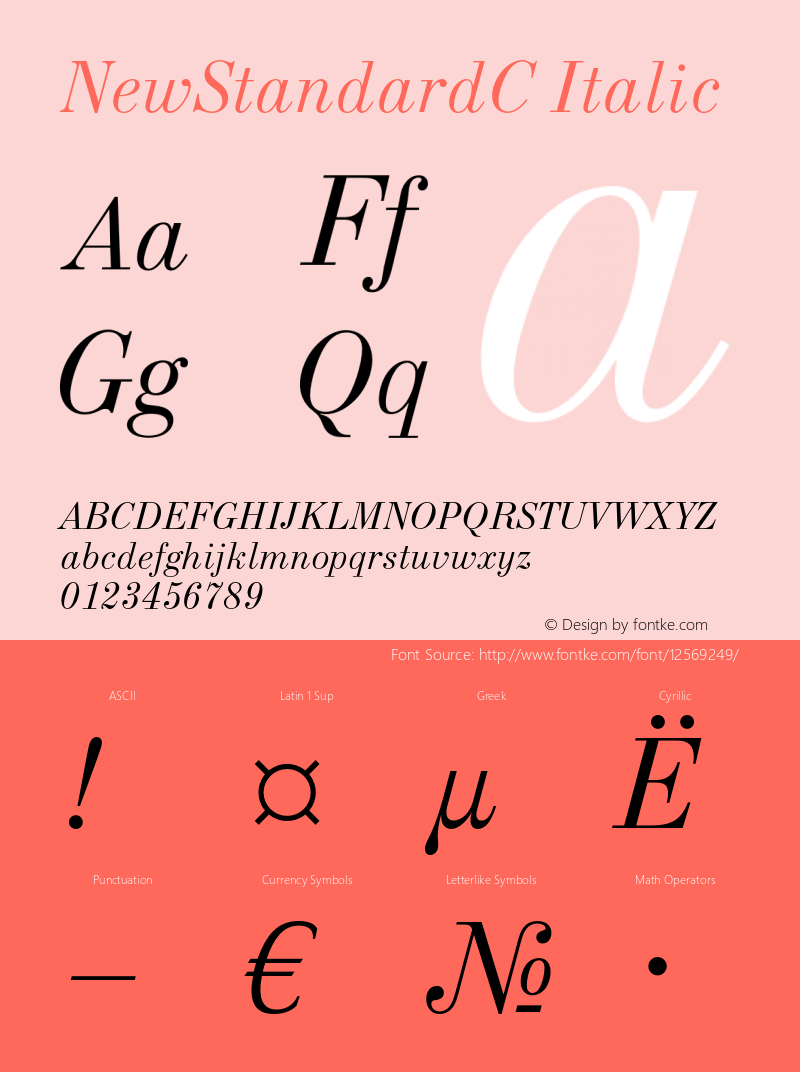 NewStandardC Italic OTF 1.0;PS 001.000;Core 116;AOCW 1.0 161 Font Sample