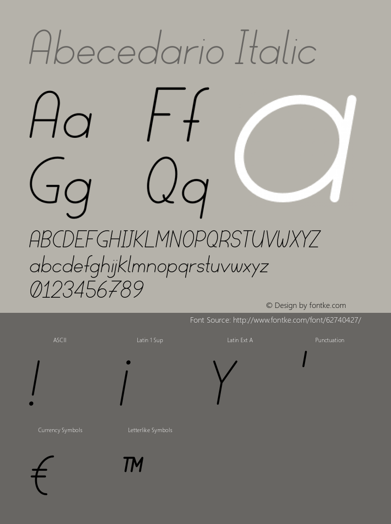 Abecedario Italic Version 1.003;Fontself Maker 3.5.1 Font Sample