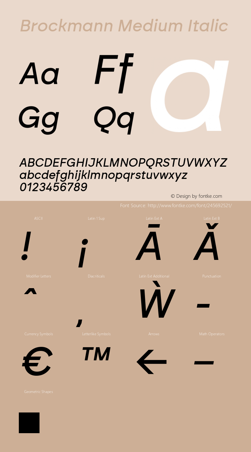 Brockmann Medium Italic Version 1.000图片样张