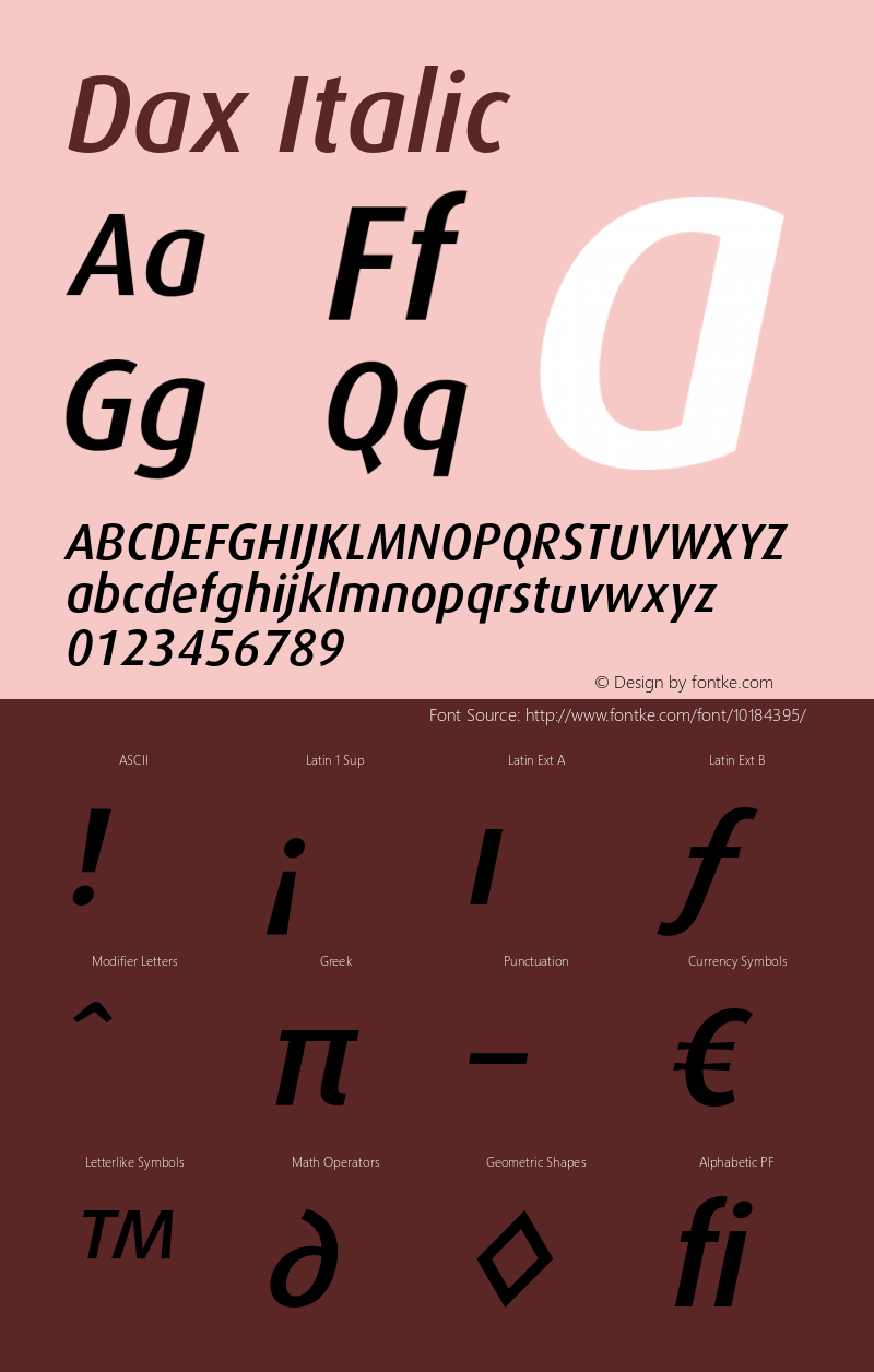 Dax Italic Version 1.1 2000 Font Sample