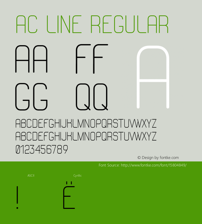 AC Line Regular Version 1.000; ttfautohint (v1.4.1) Font Sample