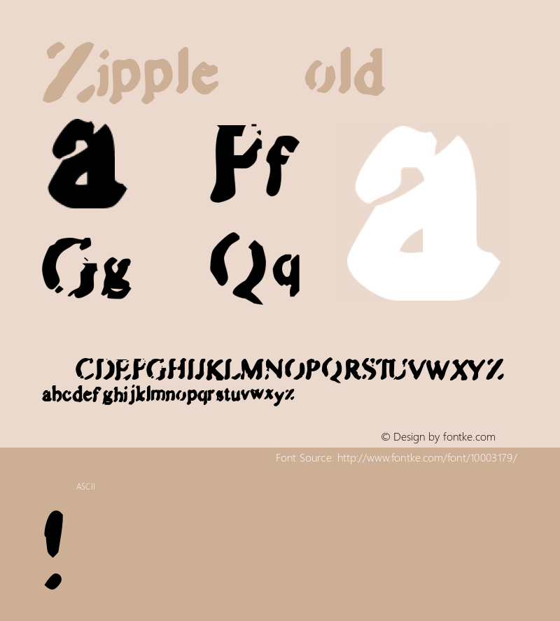 Zipple Bold 1.0 of this degraded little font critter Font Sample