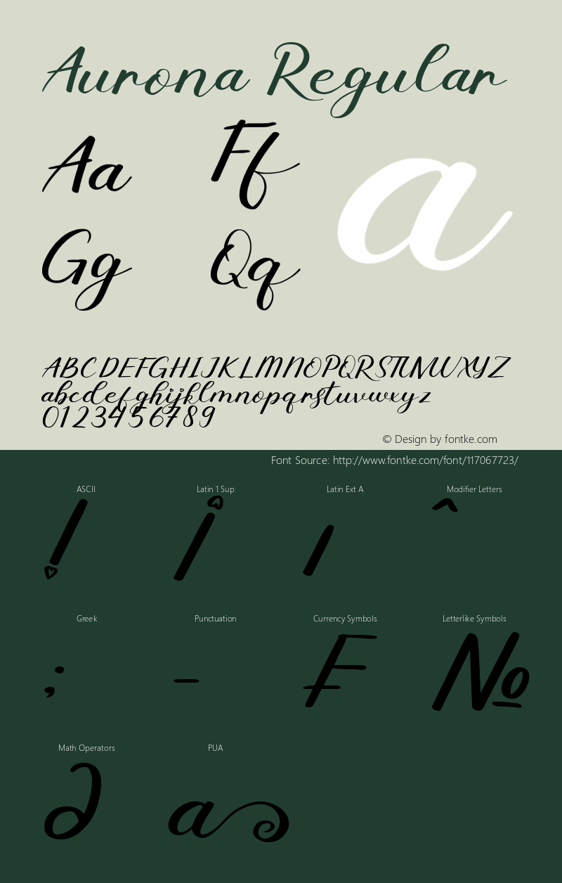 Aurona Version 1.00;February 18, 2021;FontCreator 13.0.0.2683 64-bit Font Sample