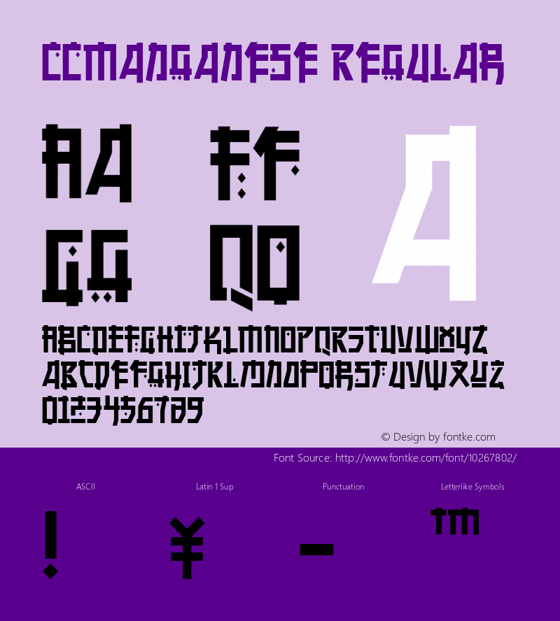 CCManganese Regular 001.000 Font Sample