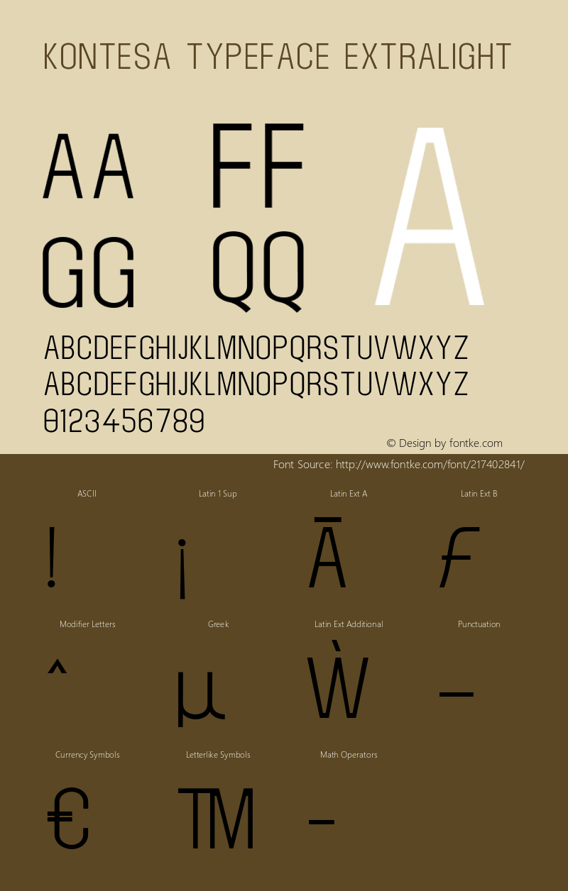 Kontesa Typeface ExtraLight Version 1.000图片样张