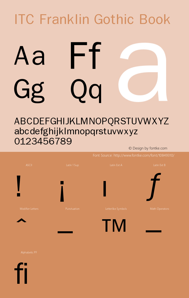 ITC Franklin Gothic Book Version 001.001 Font Sample