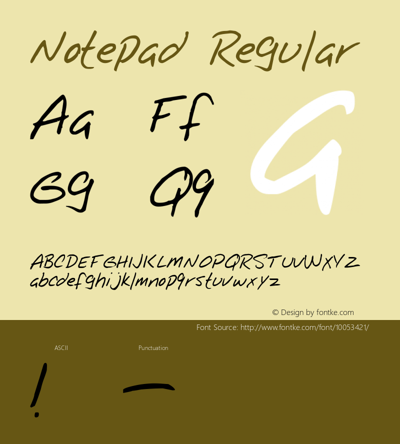 Notepad Regular Altsys Fontographer 3.5  9/13/92 Font Sample