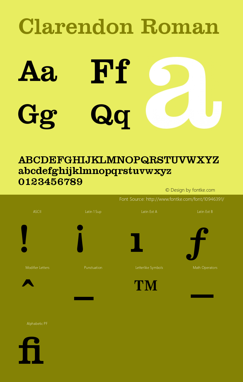 Clarendon Roman Version 003.001 Font Sample