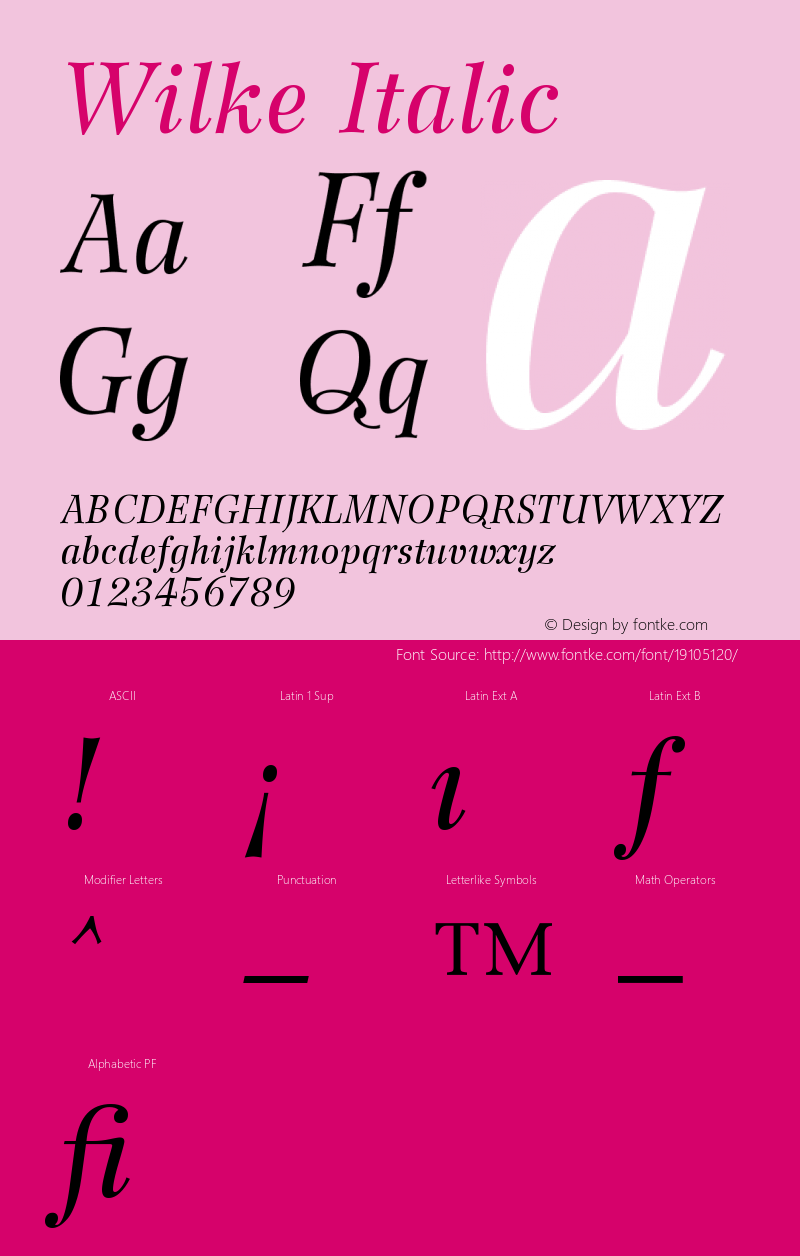 Wilke 56 Italic Version 001.000 Font Sample