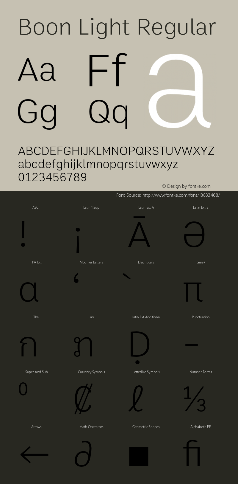 Boon Light Regular Version 3.0 Font Sample