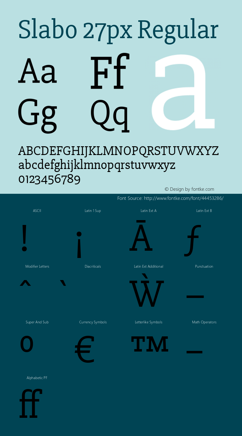 Slabo 27px Version 1.02 Build 003a Font Sample