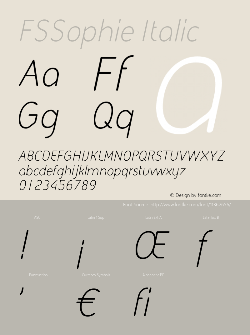 FSSophie Italic Version 001.000 Font Sample