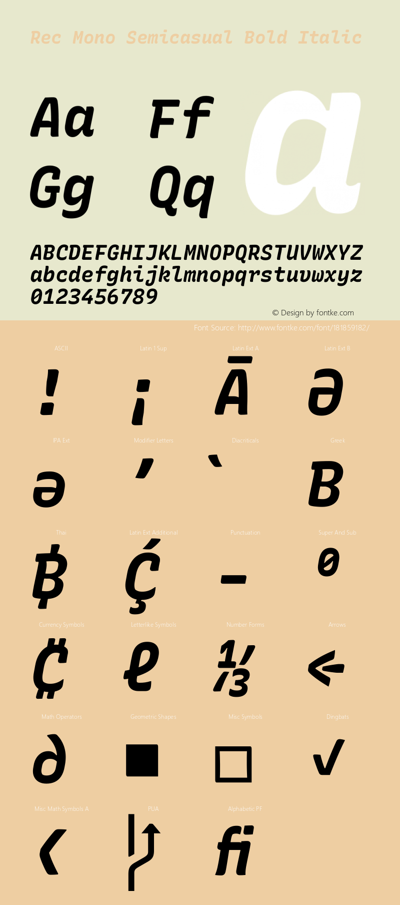 Rec Mono Semicasual Bold Italic Version 1.082图片样张