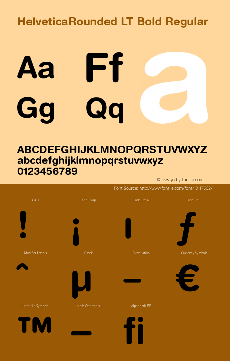 HelveticaRounded LT Bold Regular Version 6.1; 2002 Font Sample