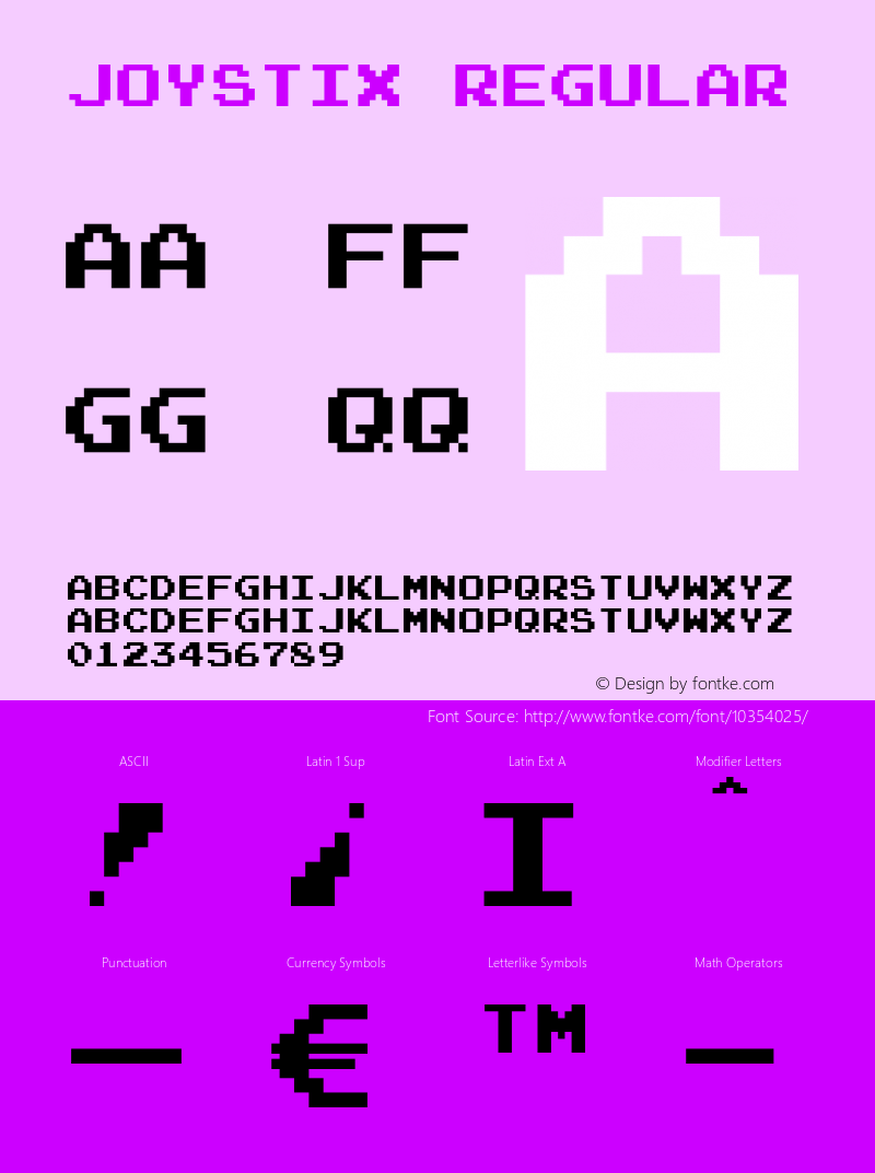 Joystix Regular OTF 3.000;PS 001.001;Core 1.0.29 Font Sample